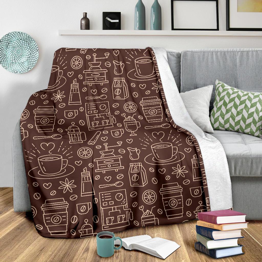 Coffee Print Pattern Blanket-grizzshop