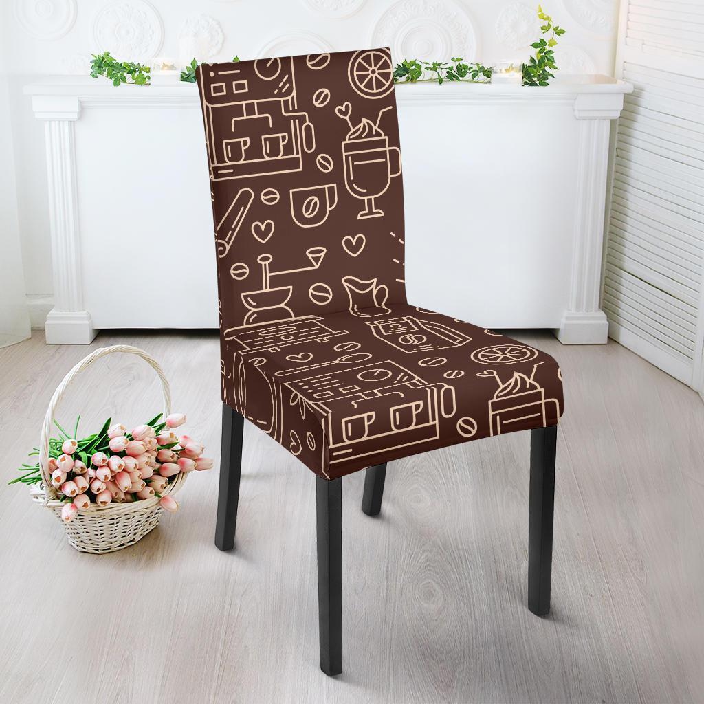 Coffee Print Pattern Chair Cover-grizzshop