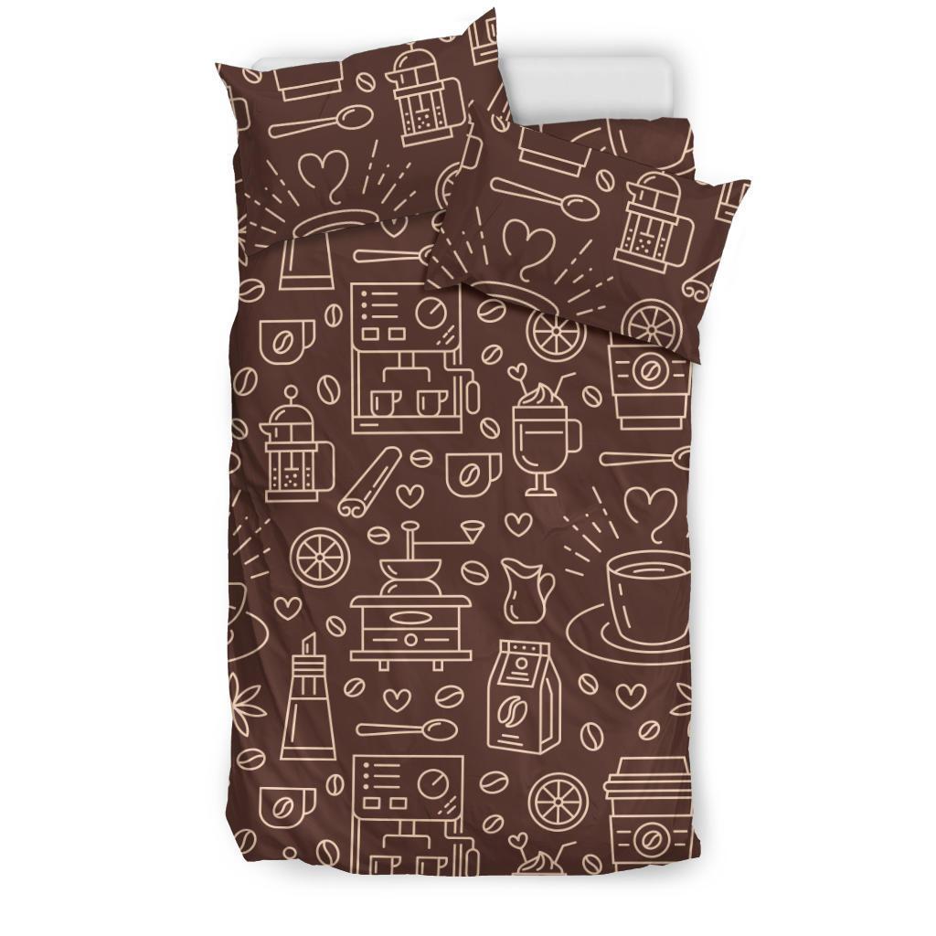 Coffee Print Pattern Duvet Cover Bedding Set-grizzshop