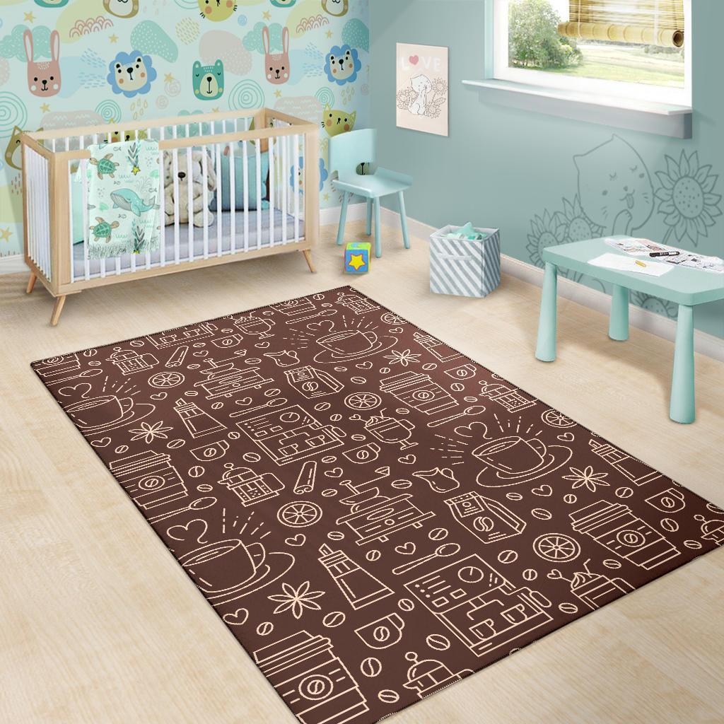 Coffee Print Pattern Floor Mat-grizzshop