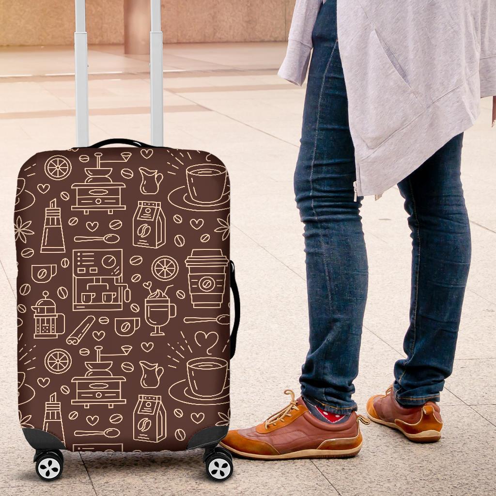 Coffee Print Pattern Luggage Cover Protector-grizzshop