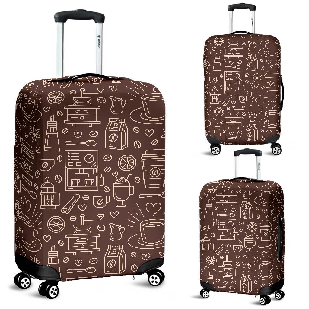 Coffee Print Pattern Luggage Cover Protector-grizzshop