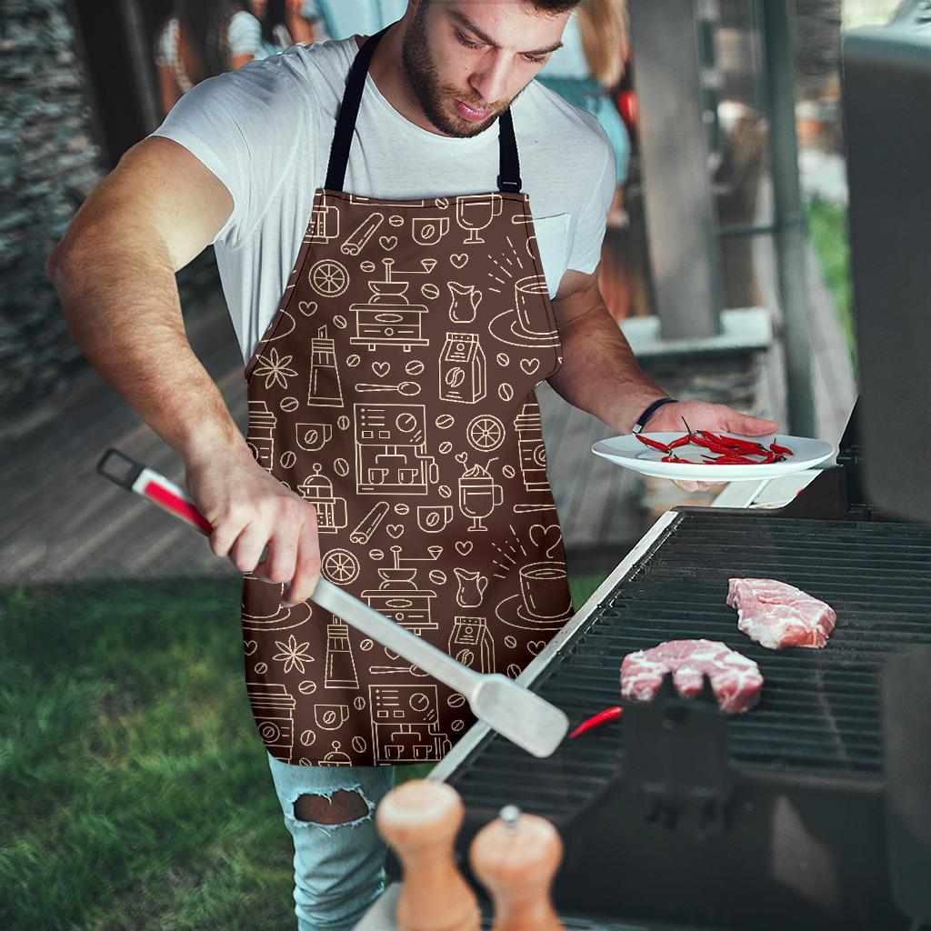 Coffee Print Pattern Men's Apron-grizzshop