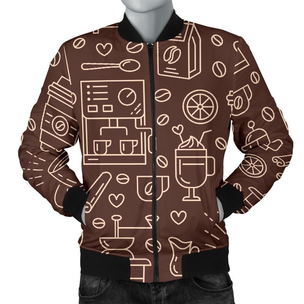 Coffee Print Pattern Men's Bomber Jacket-grizzshop