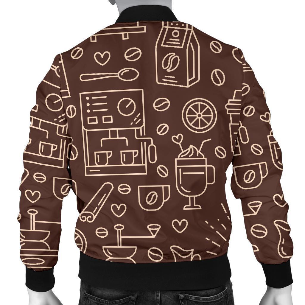 Coffee Print Pattern Men's Bomber Jacket-grizzshop