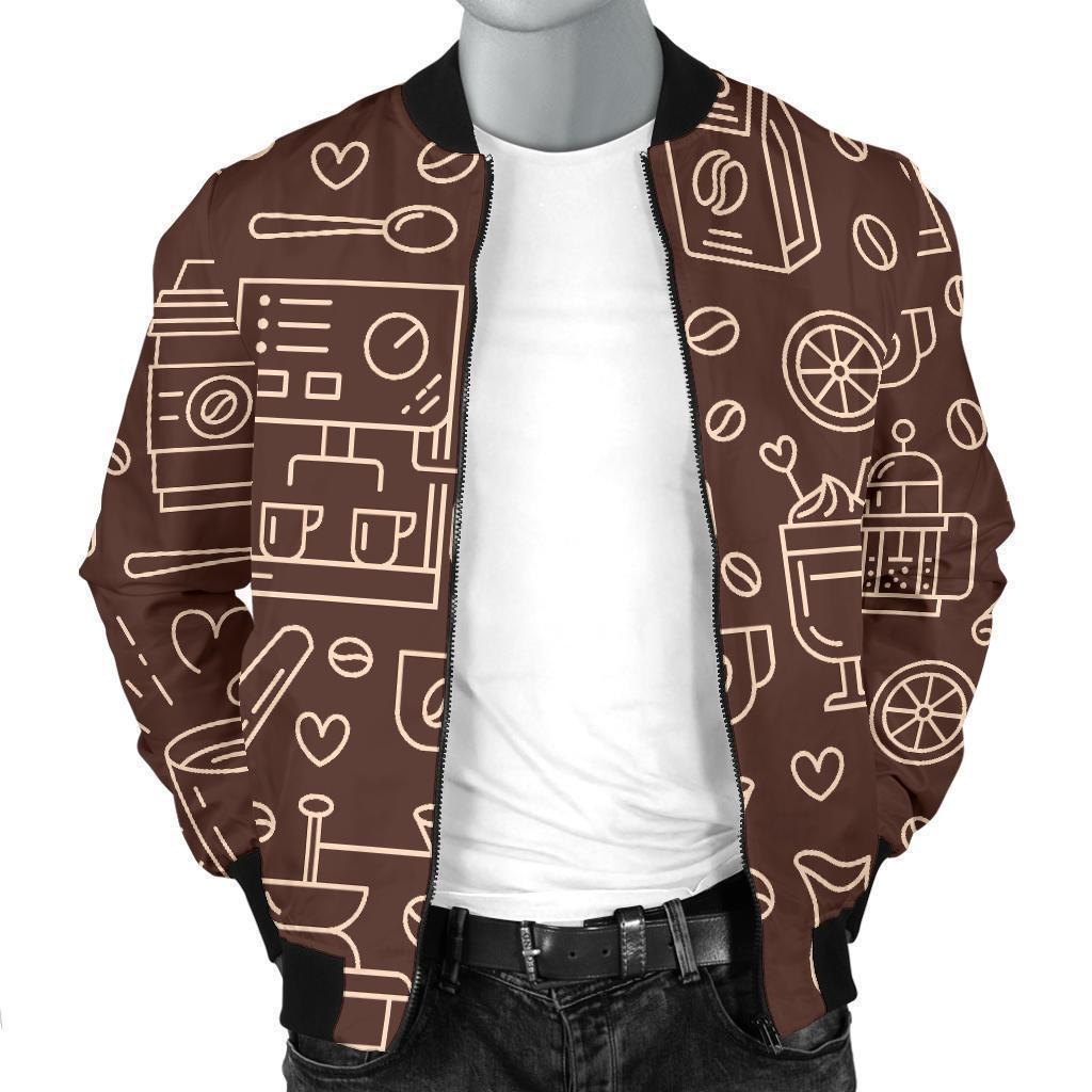 Coffee Print Pattern Men's Bomber Jacket-grizzshop