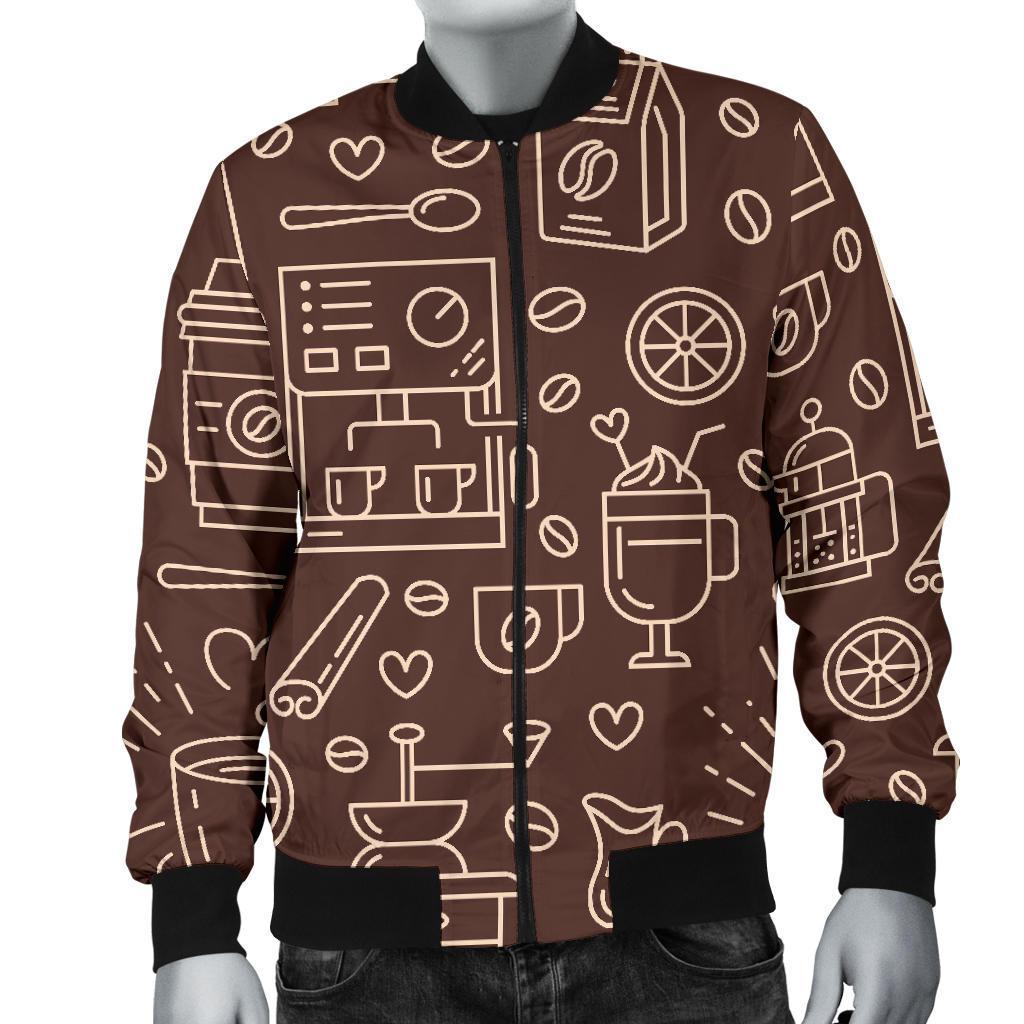 Coffee Print Pattern Men's Bomber Jacket-grizzshop