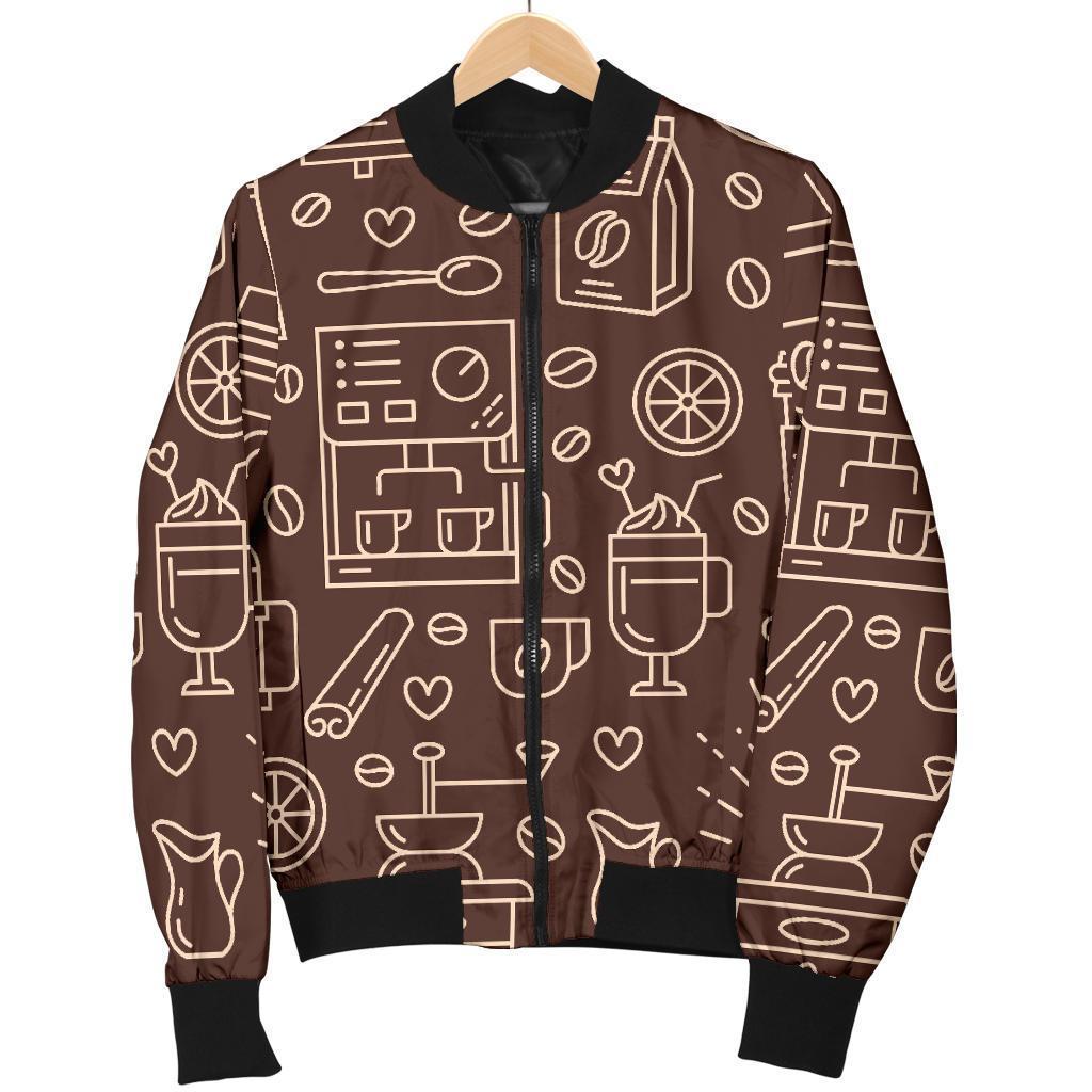 Coffee Print Pattern Men's Bomber Jacket-grizzshop