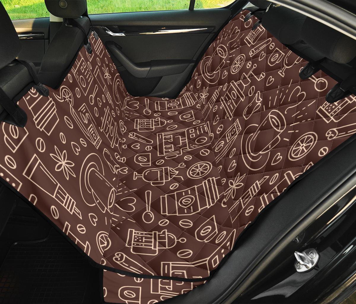 Coffee Print Pattern Pet Car Seat Cover-grizzshop