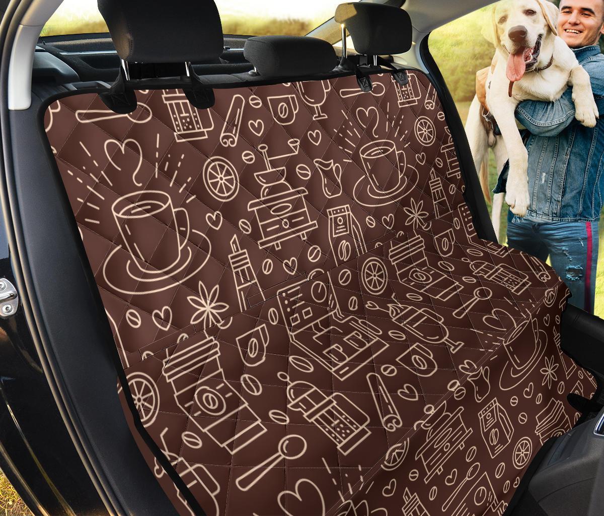 Coffee Print Pattern Pet Car Seat Cover-grizzshop