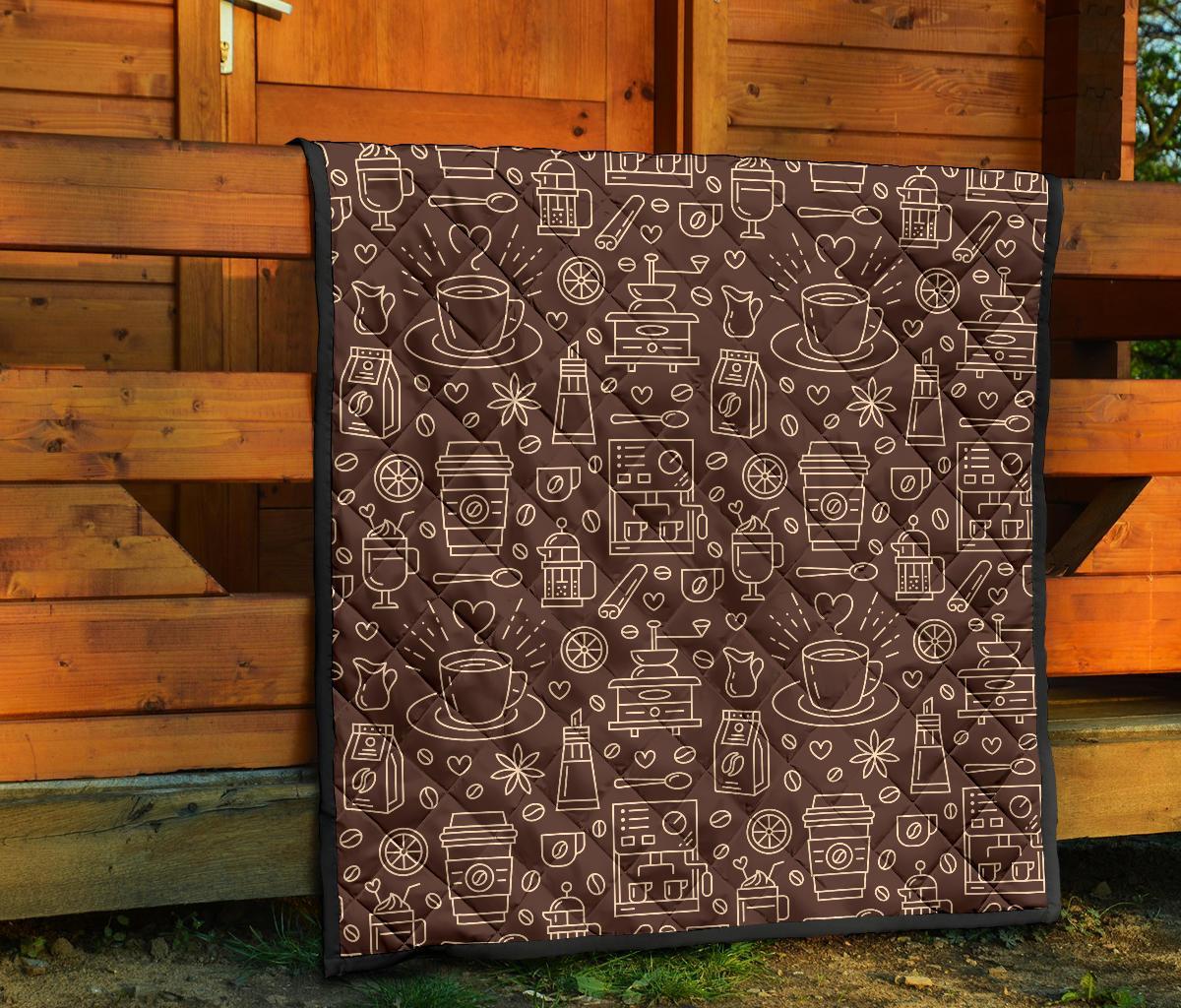 Coffee Print Pattern Quilt-grizzshop