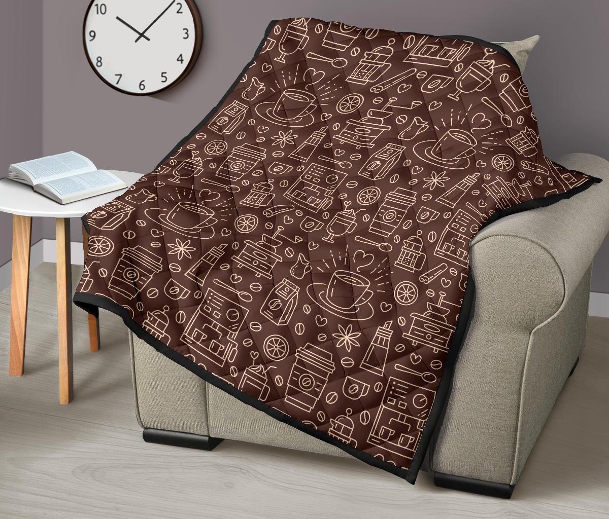 Coffee Print Pattern Quilt-grizzshop