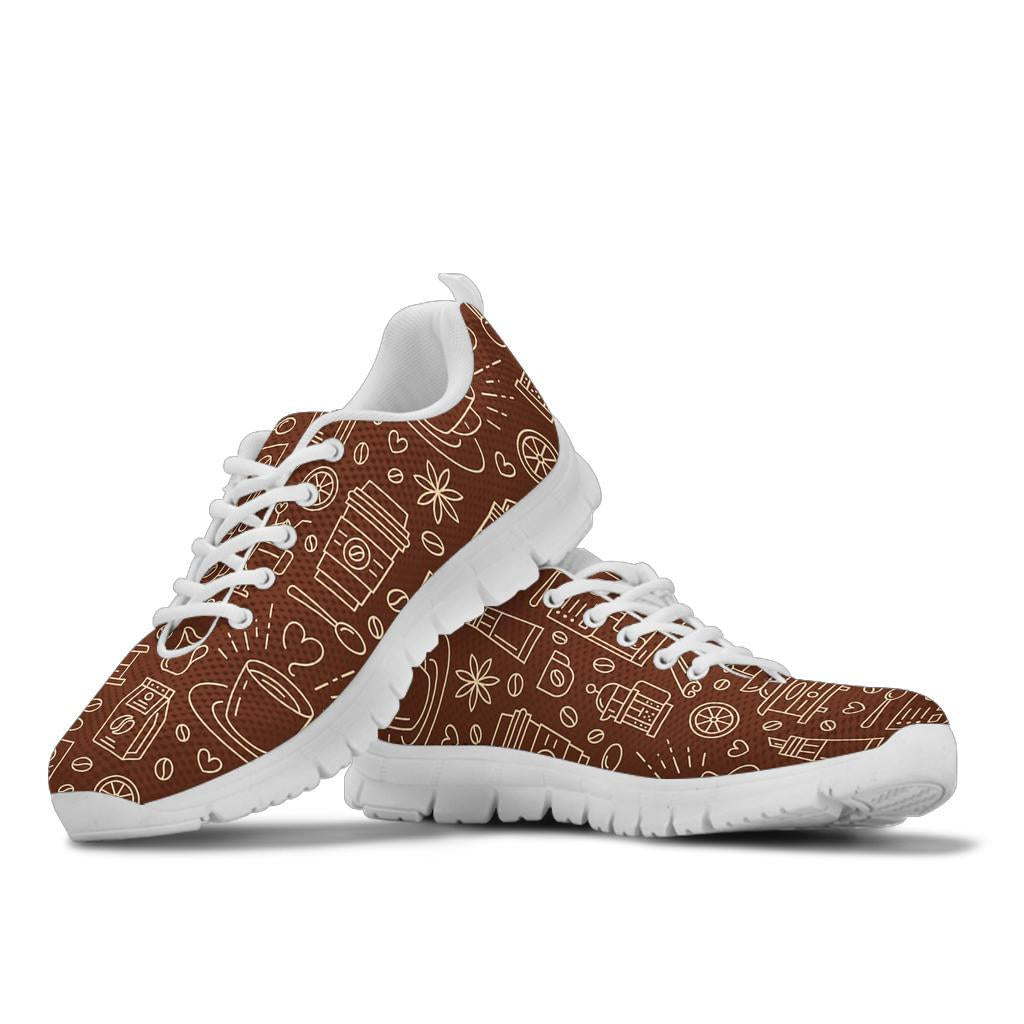 Coffee Print Pattern Sneaker Shoes For Men Women-grizzshop