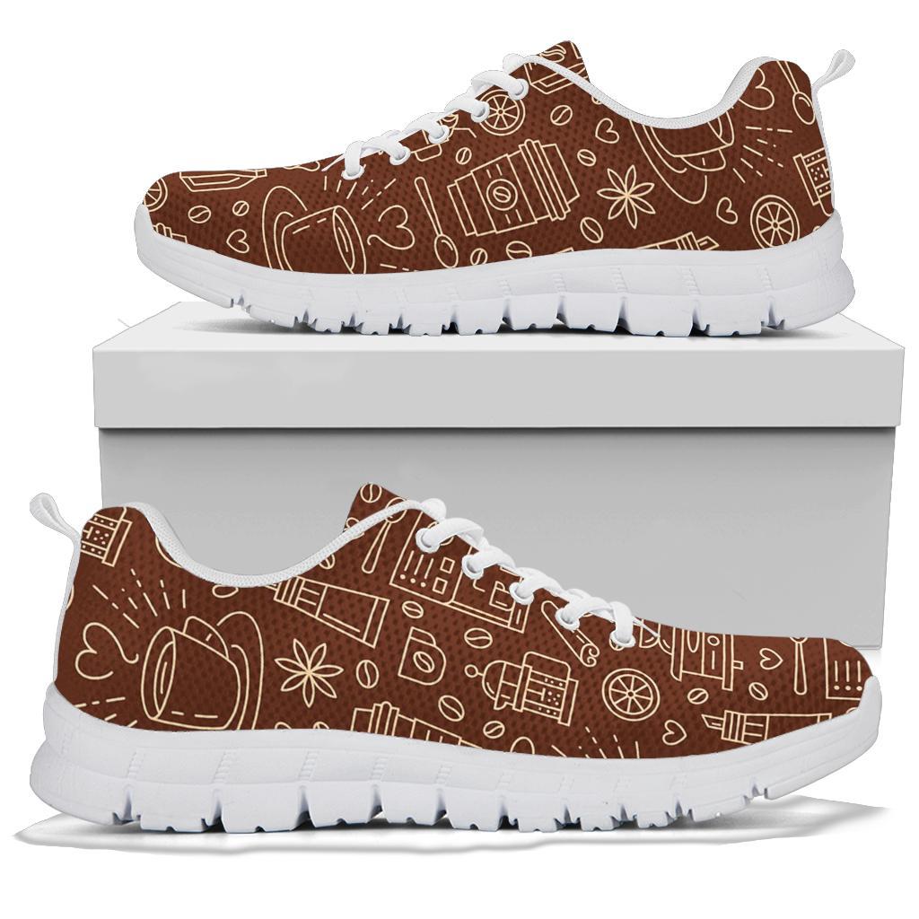 Coffee Print Pattern Sneaker Shoes For Men Women-grizzshop