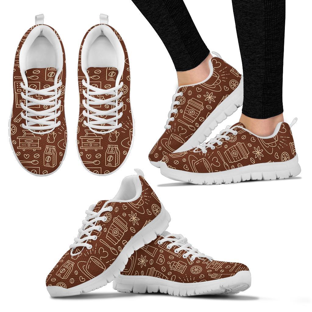 Coffee Print Pattern Sneaker Shoes For Men Women-grizzshop