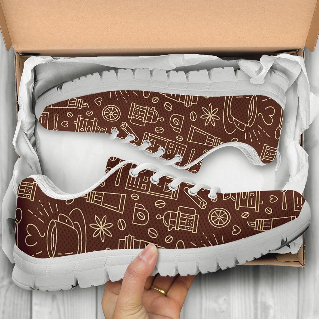 Coffee Print Pattern Sneaker Shoes For Men Women-grizzshop