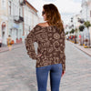 Coffee Print Pattern Women Off Shoulder Sweatshirt-grizzshop