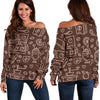 Coffee Print Pattern Women Off Shoulder Sweatshirt-grizzshop