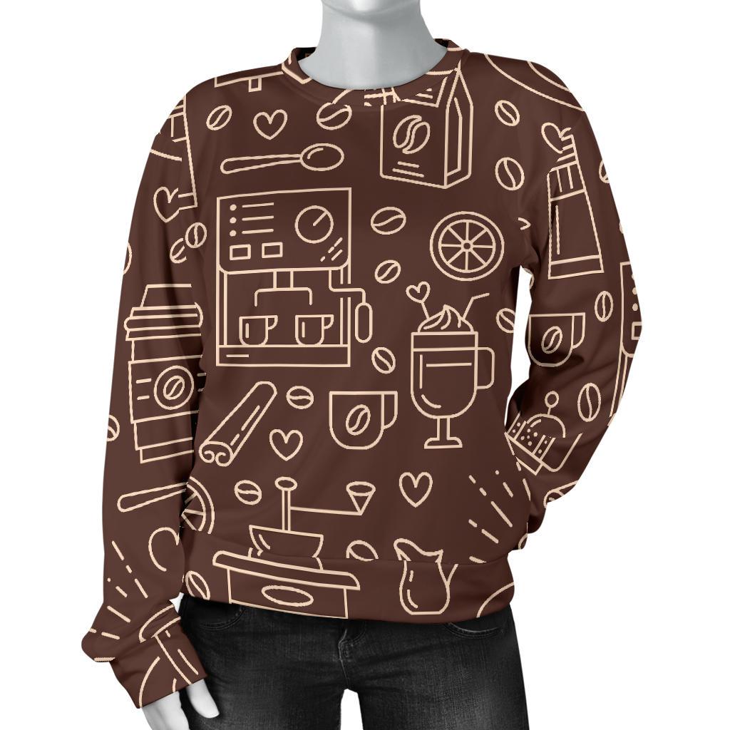 Coffee Print Pattern Women's Sweatshirt-grizzshop