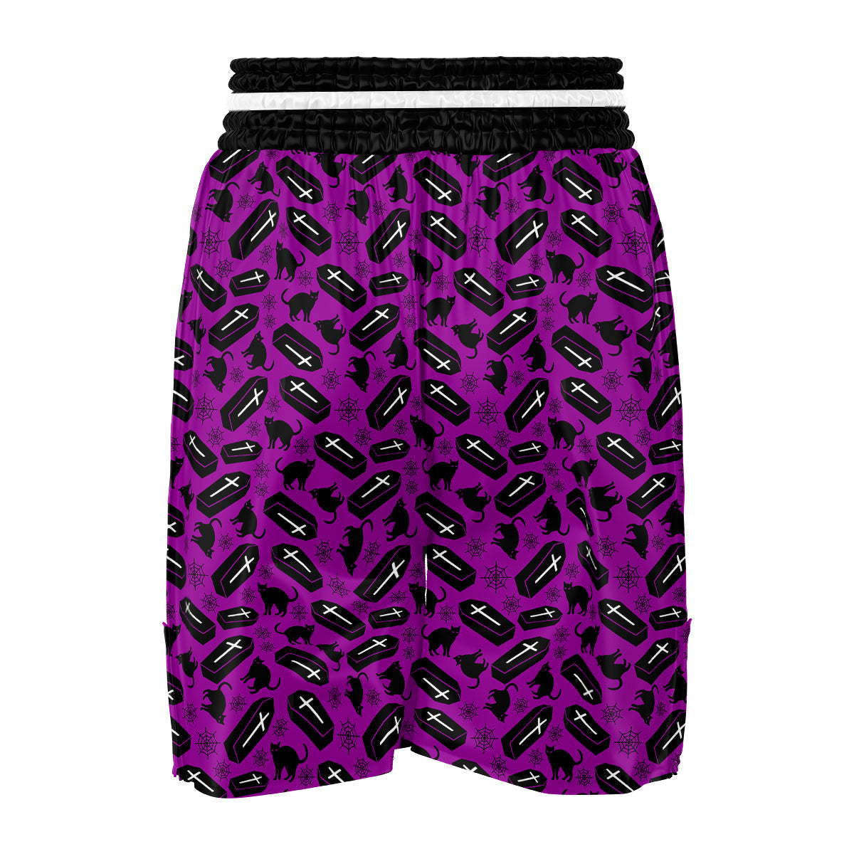 Coffin And Cat Purple Print Pattern Boxing Shorts-grizzshop