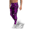 Coffin And Cat Purple Print Pattern Men's Leggings-grizzshop