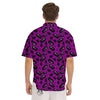 Coffin And Cat Purple Print Pattern Men's Short Sleeve Shirts-grizzshop