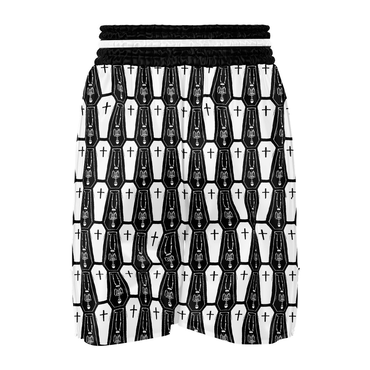 Coffin And Skeleton Print Pattern Boxing Shorts-grizzshop