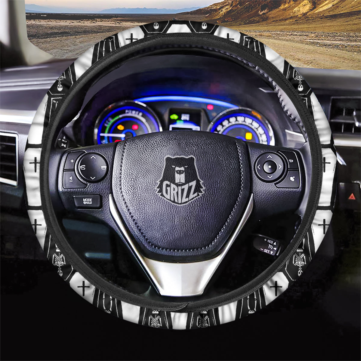Coffin And Skeleton Print Pattern Car Steering Wheel Cover-grizzshop