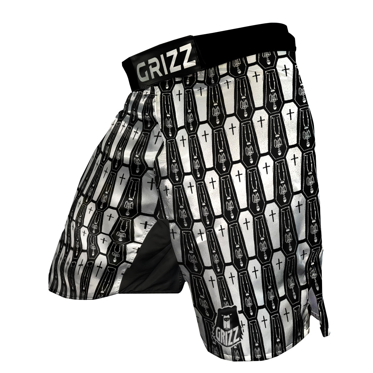 Coffin And Skeleton Print Pattern MMA Shorts-grizzshop