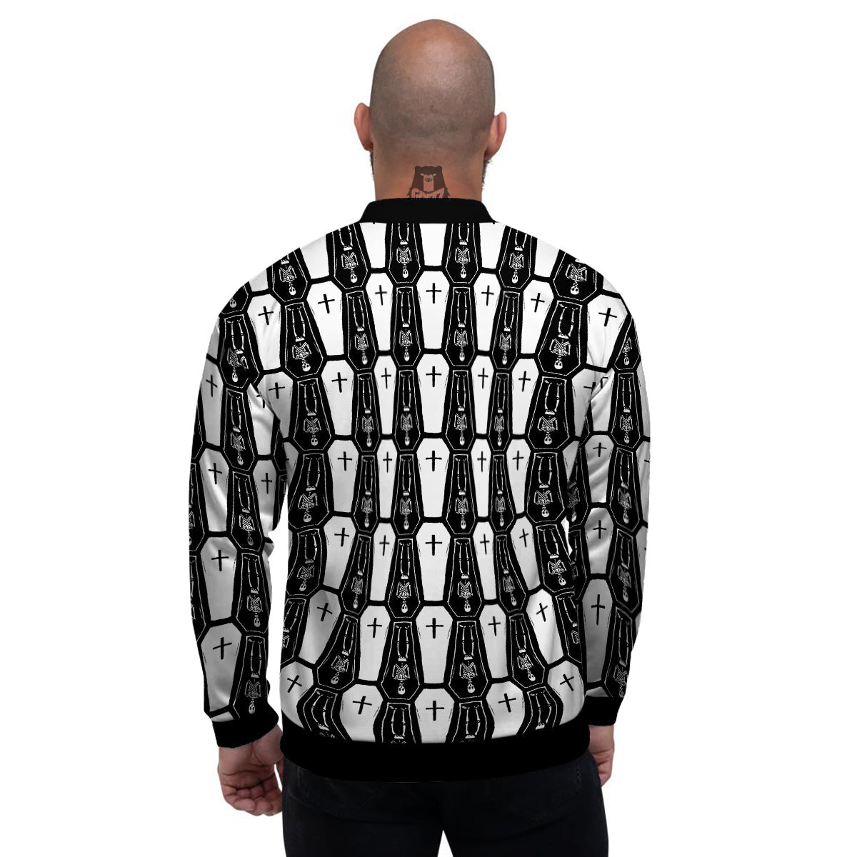 Coffin And Skeleton Print Pattern Men's Bomber Jacket-grizzshop