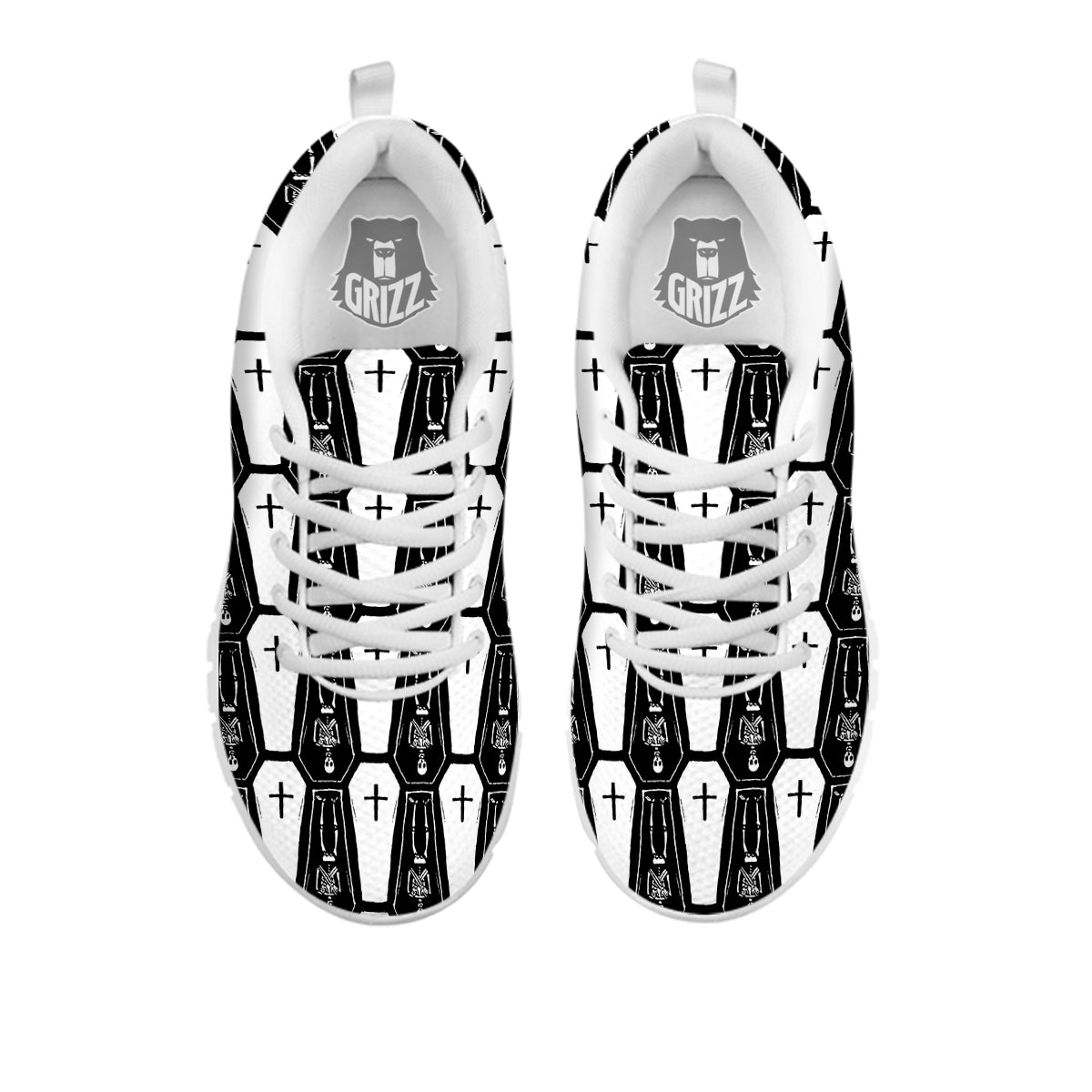 Coffin And Skeleton Print Pattern White Sneaker-grizzshop