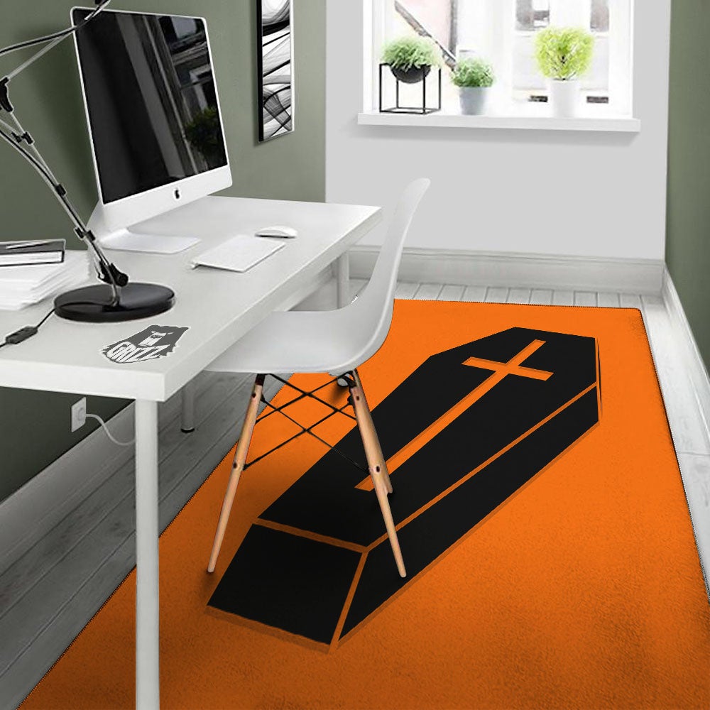 Coffin Halloween Vampire Print Floor Mat-grizzshop