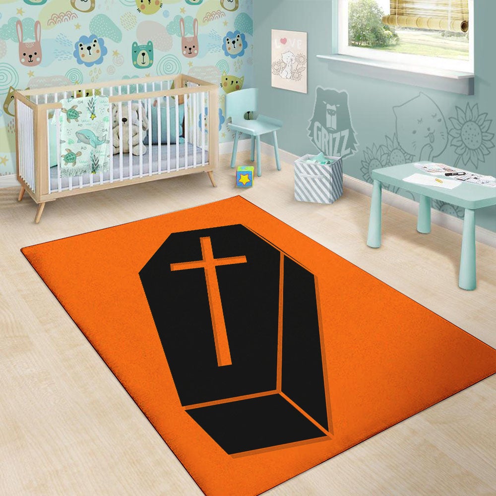 Coffin Halloween Vampire Print Floor Mat-grizzshop