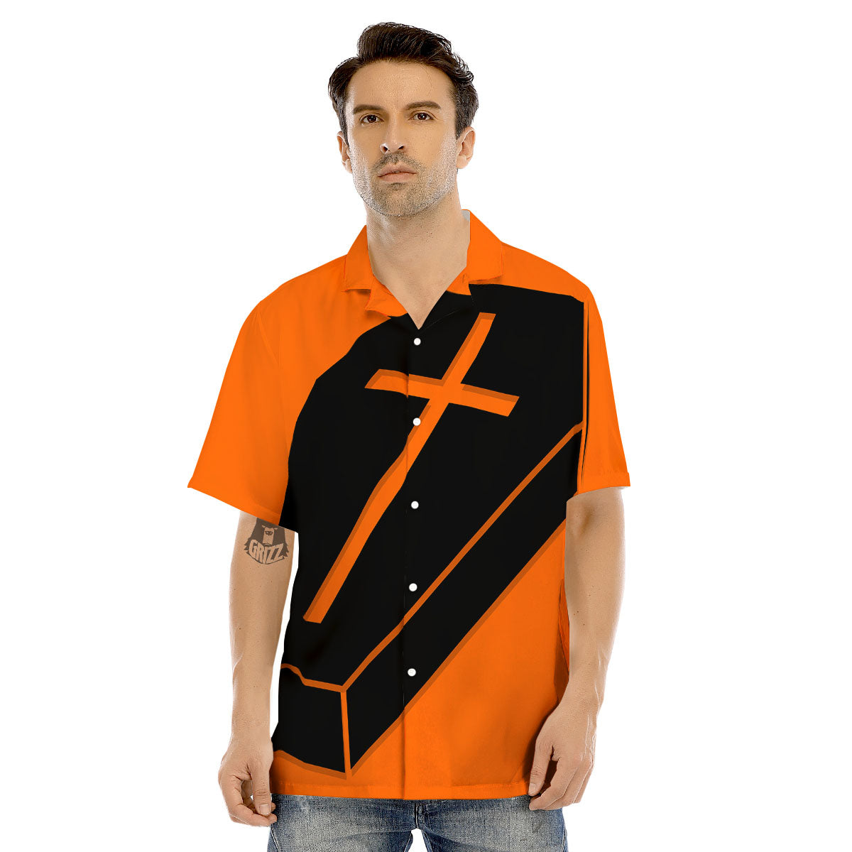 Coffin Halloween Vampire Print Men's Hawaiian Shirt-grizzshop