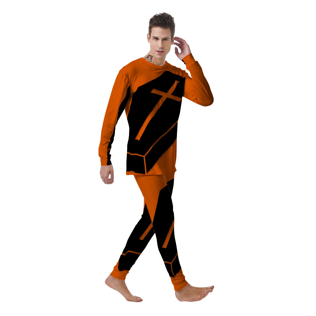Coffin Halloween Vampire Print Men's Pajamas-grizzshop