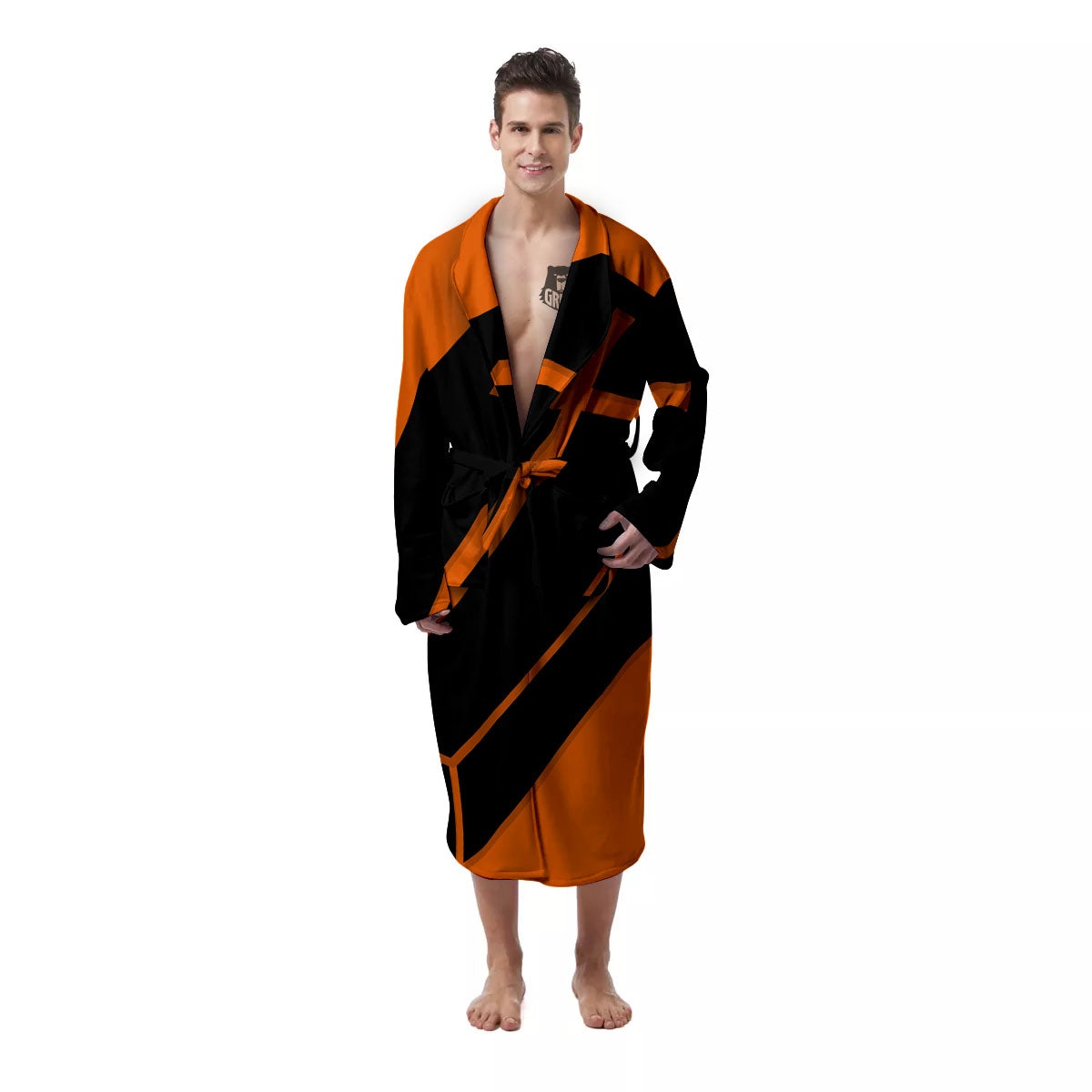 Coffin Halloween Vampire Print Men's Robe-grizzshop