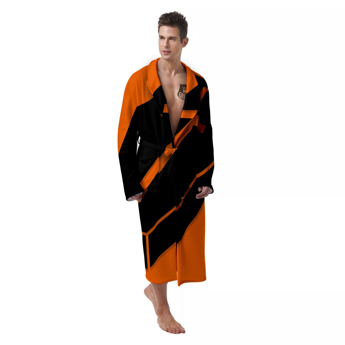 Coffin Halloween Vampire Print Men's Robe-grizzshop