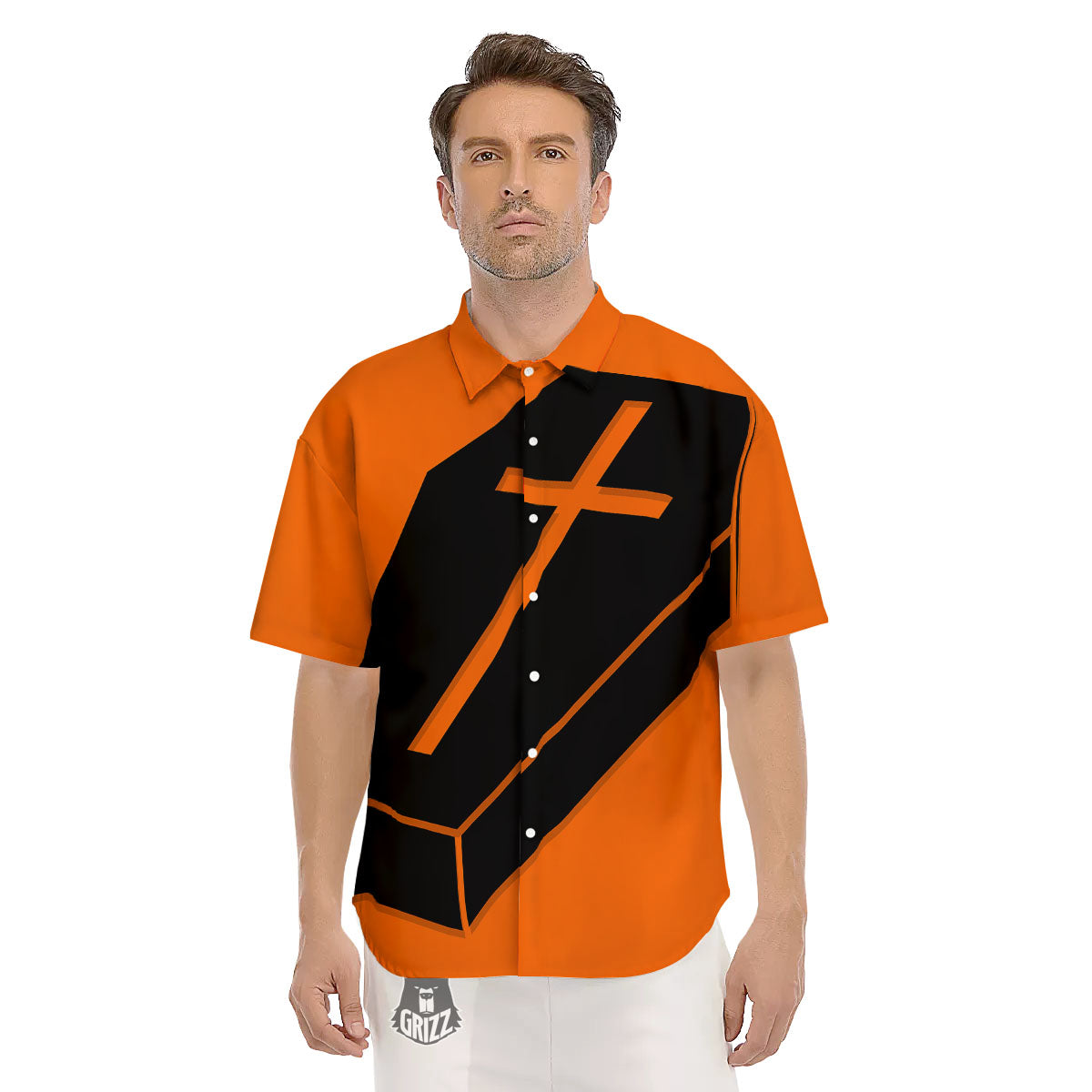 Coffin Halloween Vampire Print Men's Short Sleeve Shirts-grizzshop