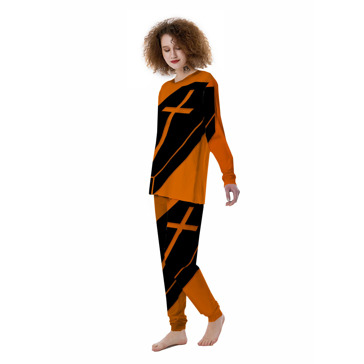 Coffin Halloween Vampire Print Women's Pajamas-grizzshop