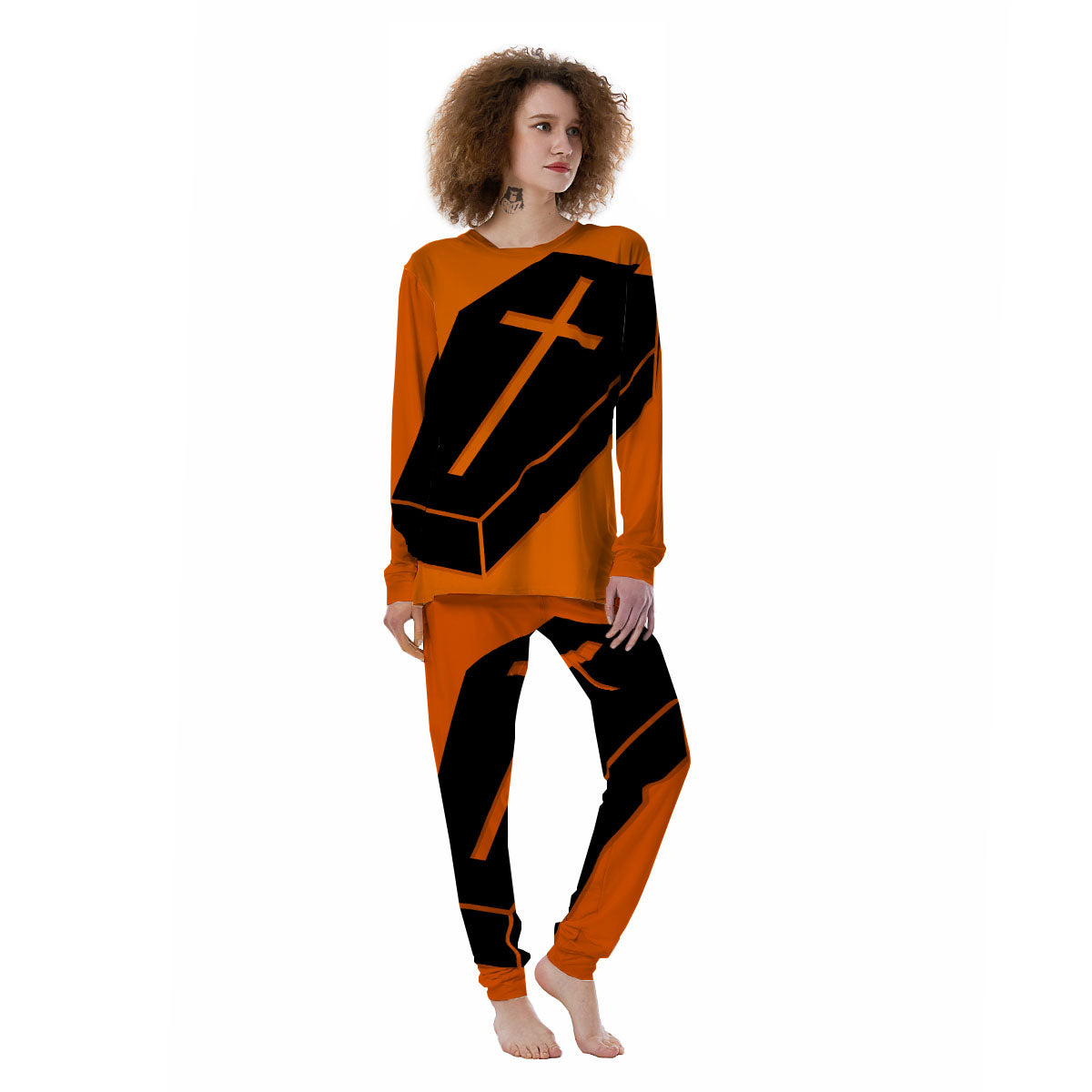 Coffin Halloween Vampire Print Women's Pajamas-grizzshop