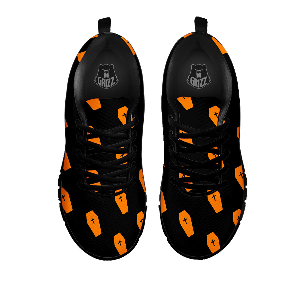 Coffin Orange Halloween Print Pattern Black Sneaker-grizzshop