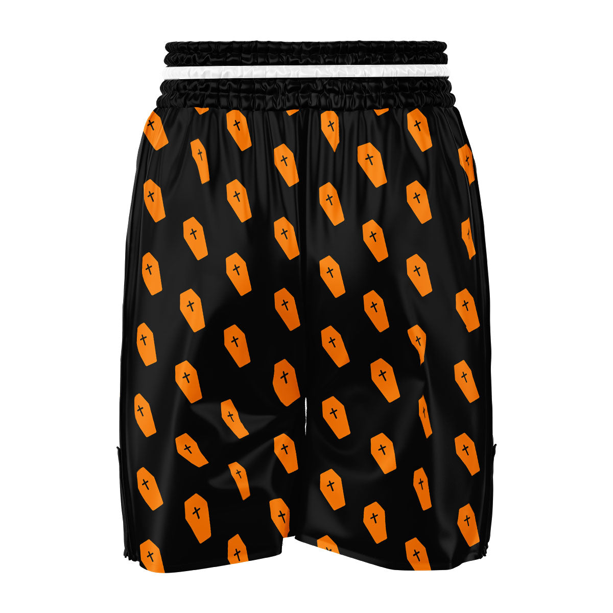 Coffin Orange Halloween Print Pattern Boxing Shorts-grizzshop