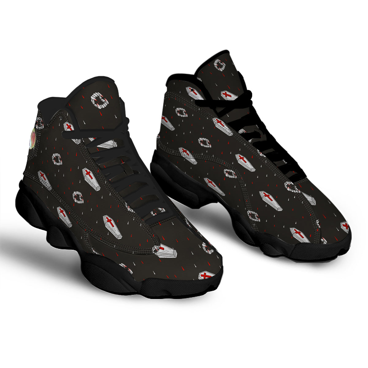 Coffin Vampire Print Pattern Black Basketball Shoes-grizzshop