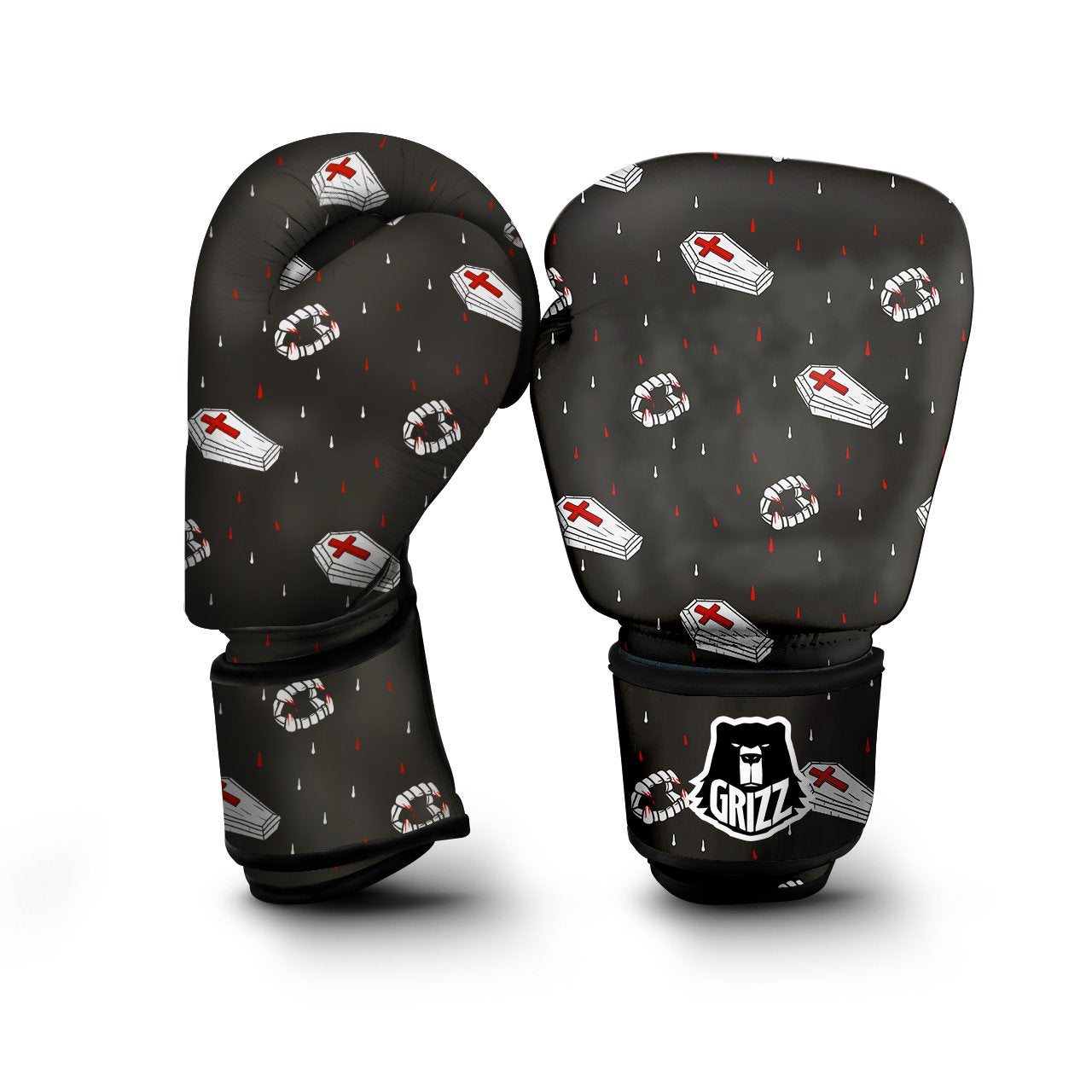 Coffin Vampire Print Pattern Boxing Gloves-grizzshop