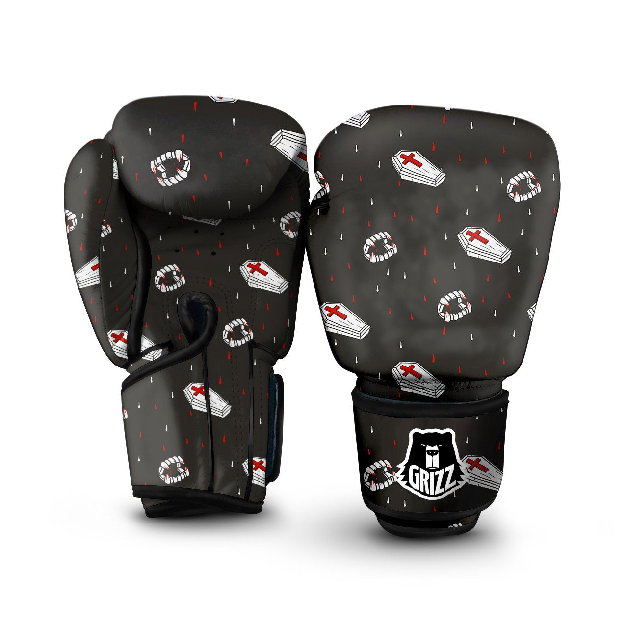 Coffin Vampire Print Pattern Boxing Gloves-grizzshop
