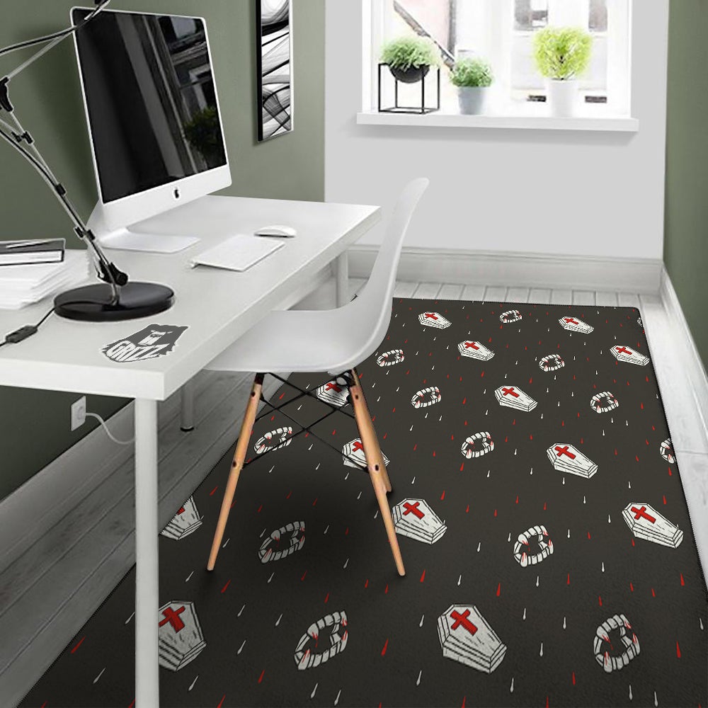 Coffin Vampire Print Pattern Floor Mat-grizzshop