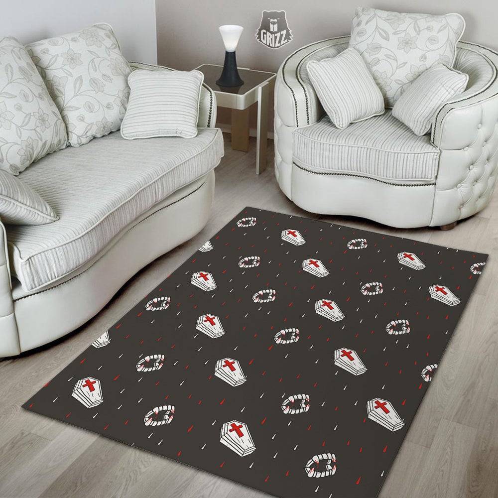 Coffin Vampire Print Pattern Floor Mat-grizzshop