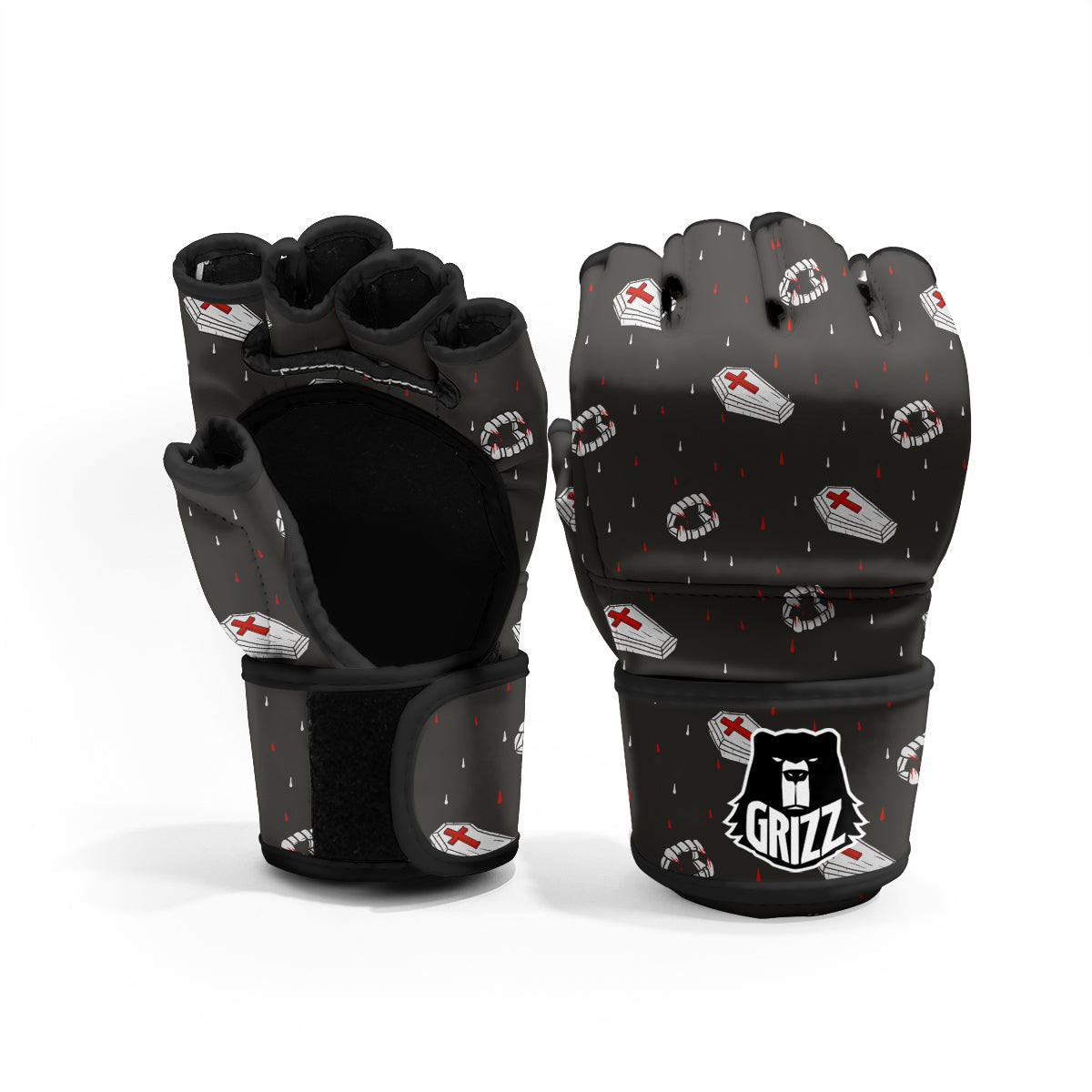 Coffin Vampire Print Pattern MMA Gloves-grizzshop