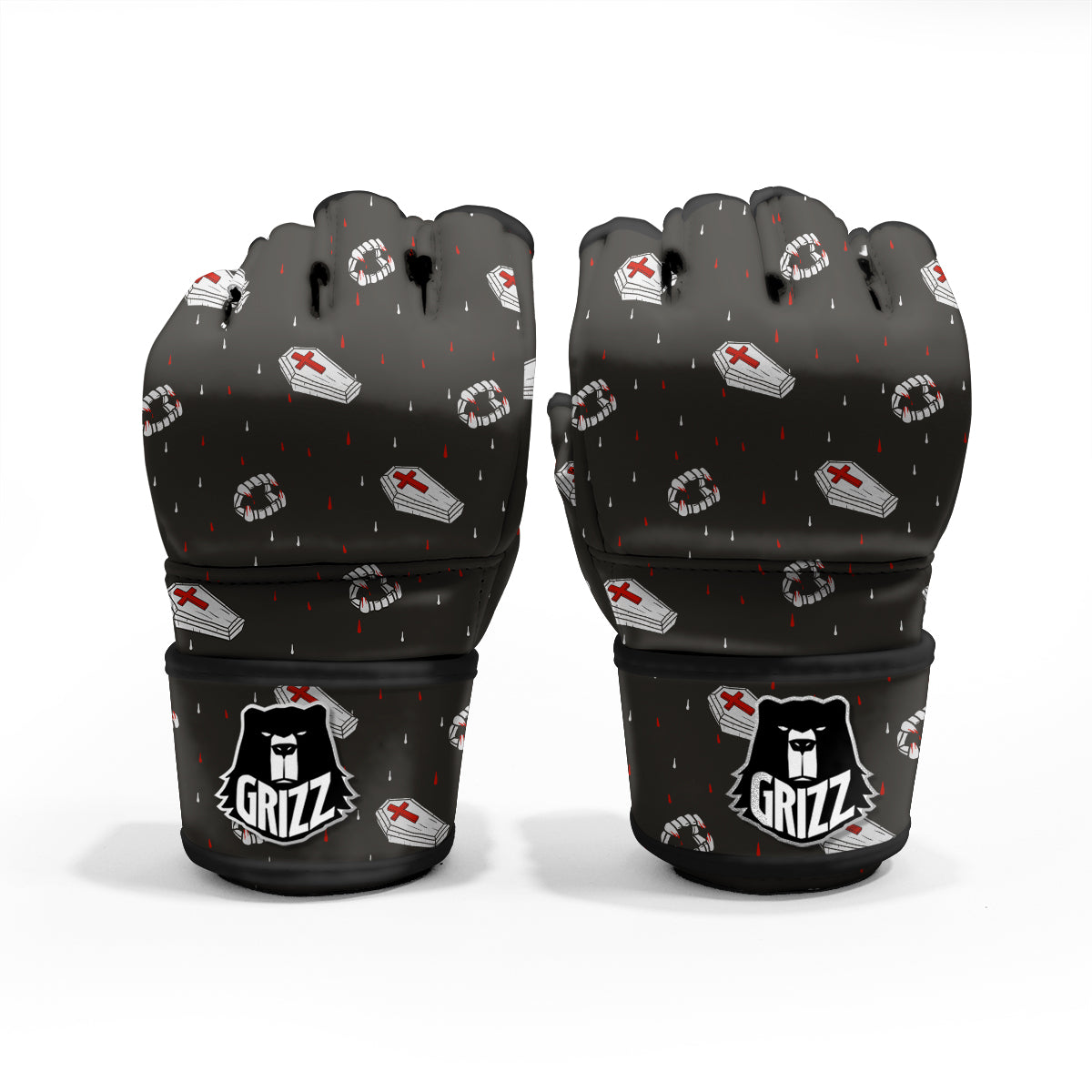 Coffin Vampire Print Pattern MMA Gloves-grizzshop
