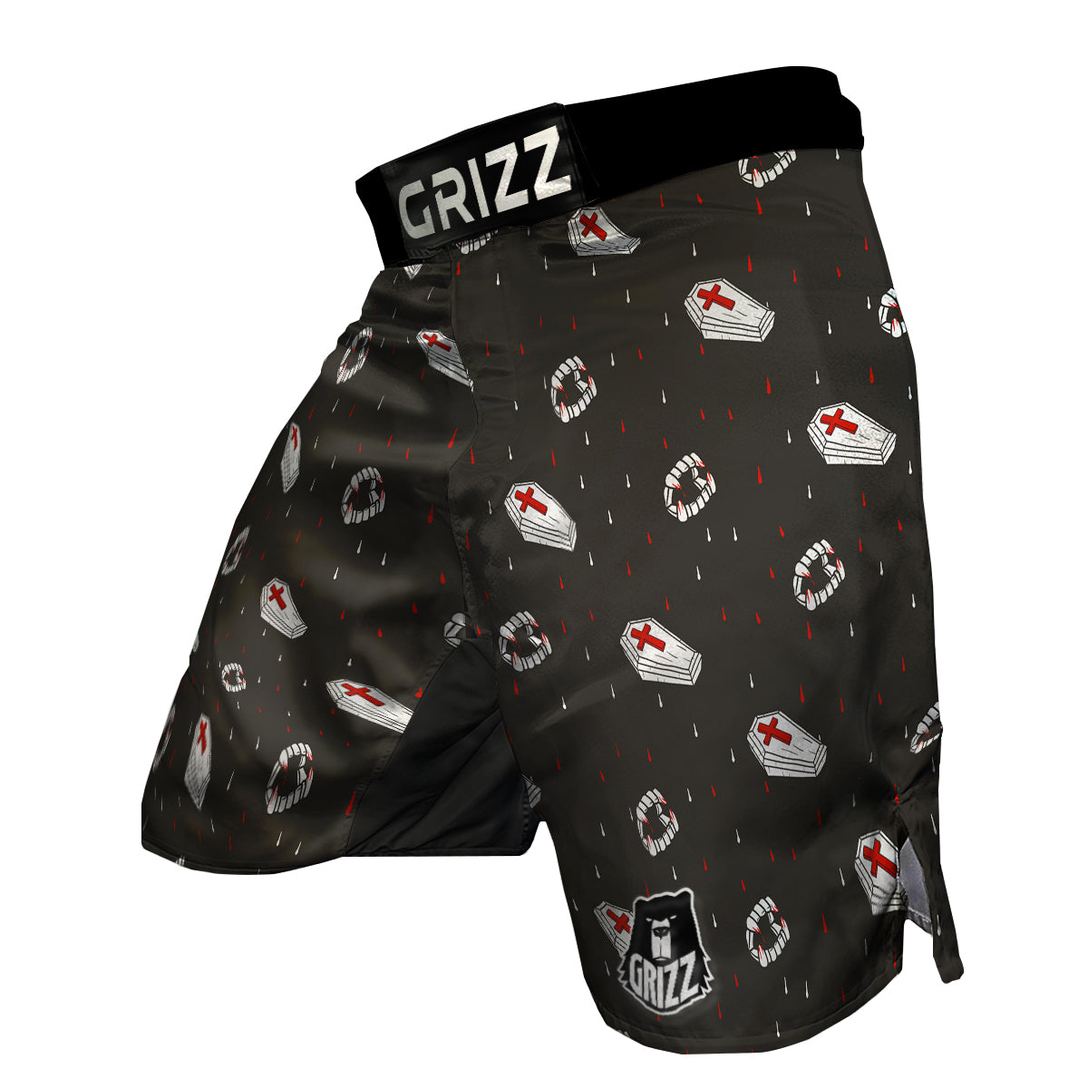 Coffin Vampire Print Pattern MMA Shorts-grizzshop
